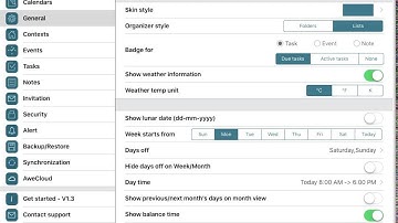 VigCal guide for iPad: Change organizer style