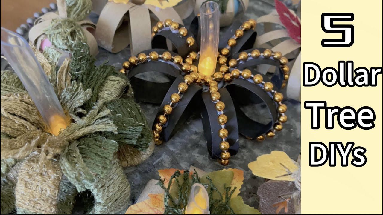 5 Dollar Tree DIYs, Toilet Paper roll recycle ideas, Pumpkin DIYs, Lighted Pumpkins