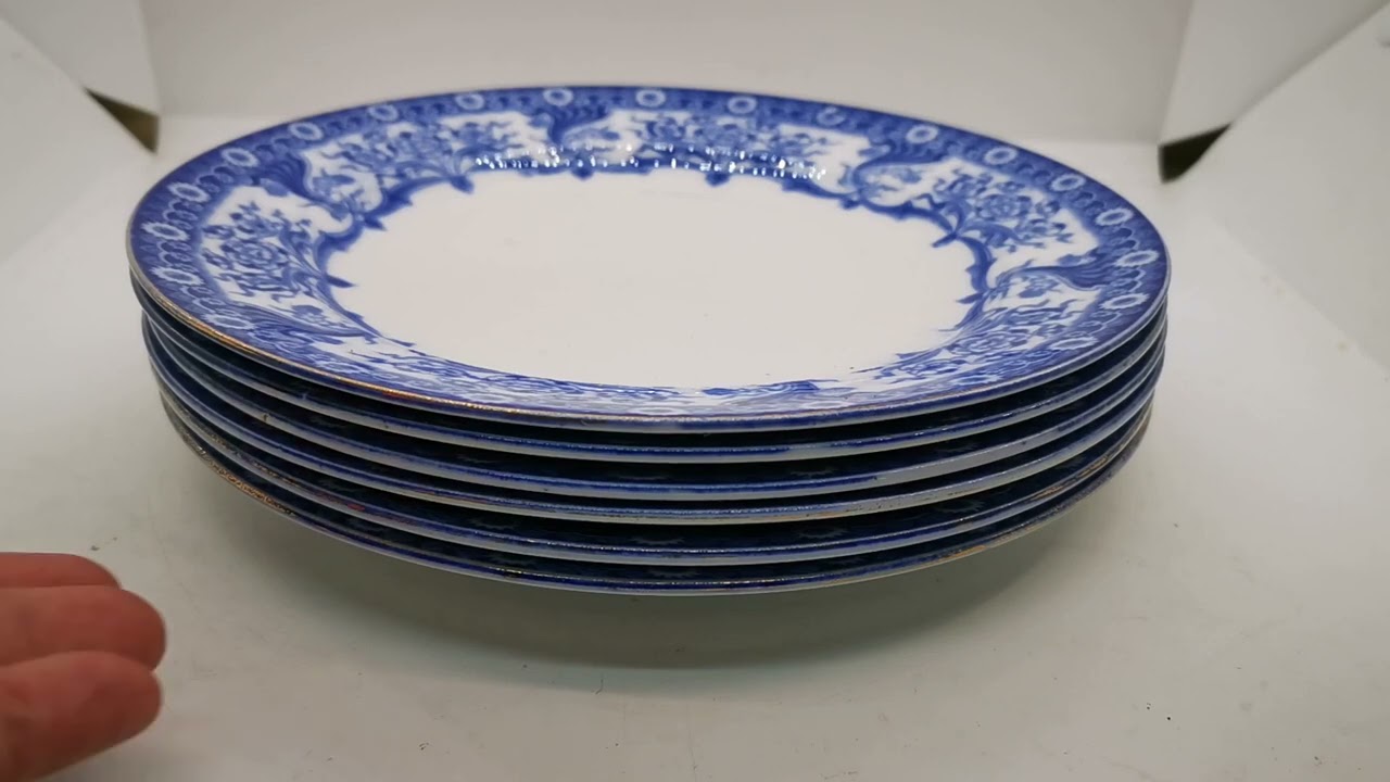 Antique Colonial Pottery Marvern Blue & White China RD No 406303 Dessert Plate