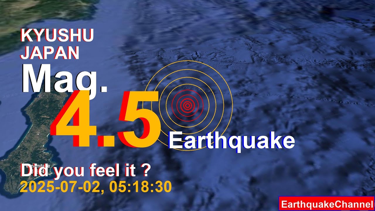 kyushu, japan Earthquake today now 2025-07-02, at 