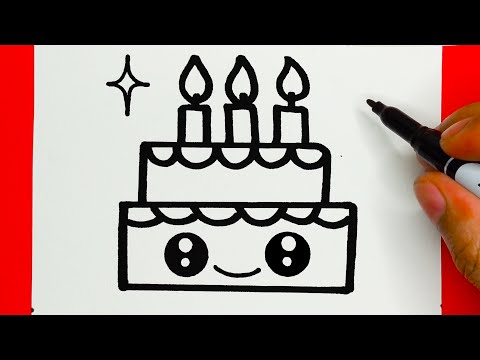 HOW TO DRAW A CUTE CAKE, DRAW CUTE THINGS
