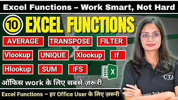 10 MS Excel Functions for Office Work | Daily use Common Excel Formulas | Average, Filter | CTA