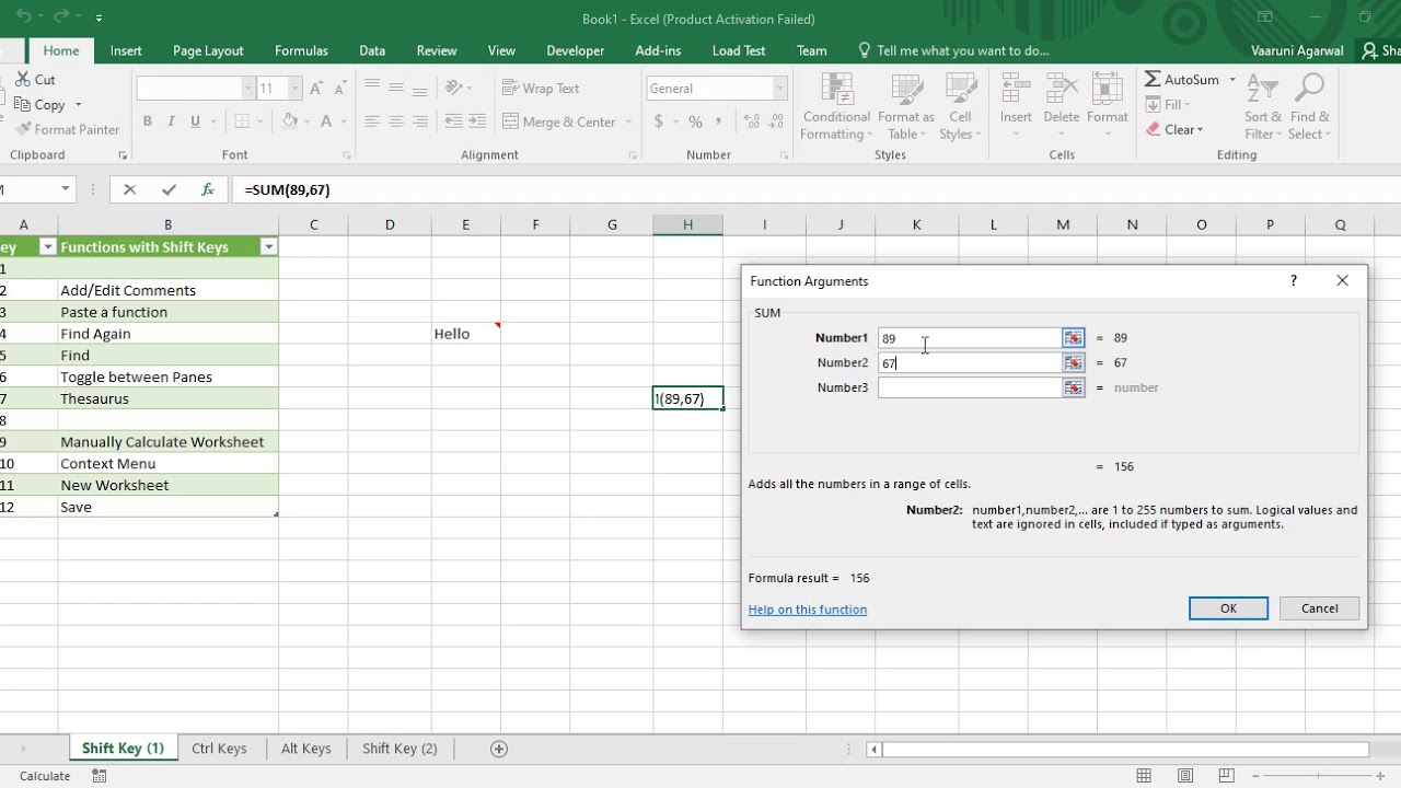 Microsoft Excel Tutorial - Shift + Function Key shortcuts in MS Excel