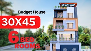30x45 House Design 3D: 6 Bedrooms | 150 Gaj |1350 Sqft | Rental+owner