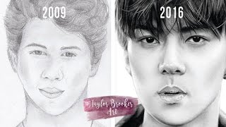 Portrait Drawing Progress: Age 14-21 - by Taylor Brooker Art