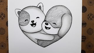 Çok Kolay Karakalem Çizimleri Nasıl Çizilir Adım Adım Ögretici Sevimli Kedi Ve Köpek Resmi Çizimi