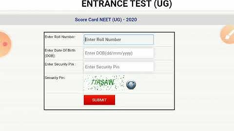 Link To check NEET Result 2020