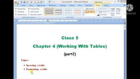 Class 5, Chapter 4 - Working With Tables, (part 2)