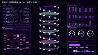 DNA Sequencing Lab HUD | 8 Min Loop | Purple 3D Double Helix Genome Screen