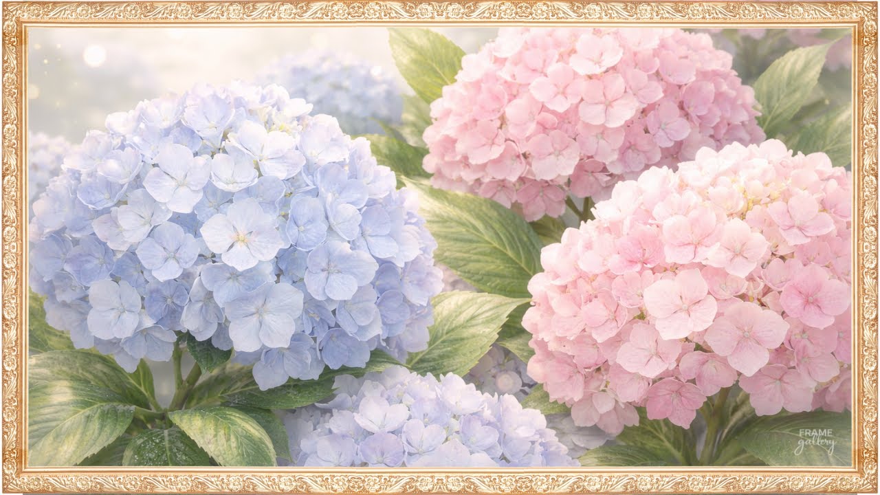 Cuadro Floral Elegante 4K | Hortensias en Tonos Pastel | Arte para TV 6 Horas | FRAME Gallery