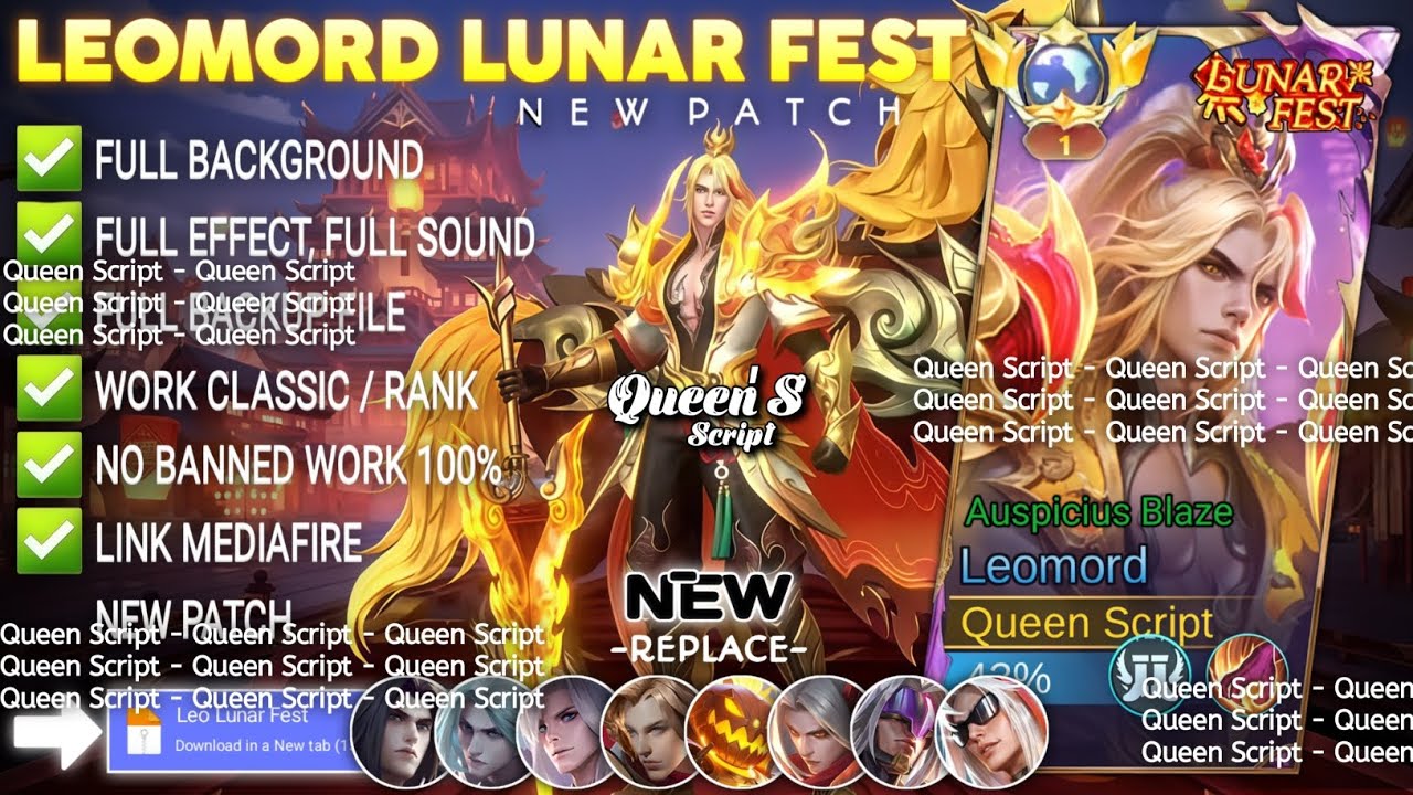 Script Skin Leomord Lunar fest – Auspicius Blaze No Password | Full Effect Voice | Patch Terbaru