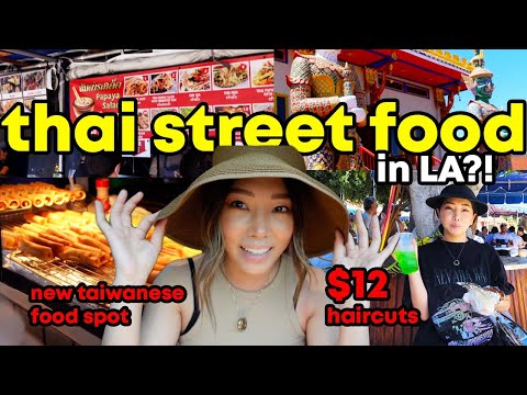 WHAT?! Cheap Thai Street Food in Los Angeles | Chinatown CHEAP Haircut | Living Room Tour at Night