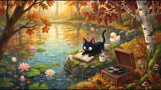 Autumn rain paints a quiet pond in golden hues... 🍂🌧️ | Jazz Lofi for Classroom Study | Focus