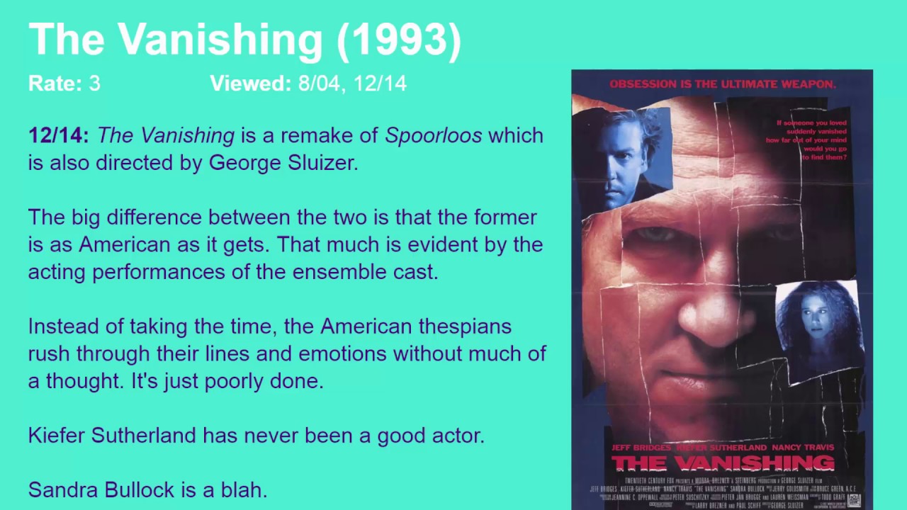 Movie Review The Vanishing 1993 Hd Youtube