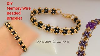 Memory Wire Beaded Bracelet || Easy beaded bracelet