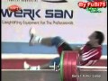 Ara khachatryan snaps arm weightlifting