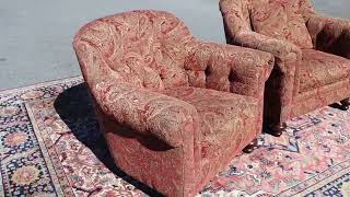 Rounded Back Paisley Club Chairs - Haverty's