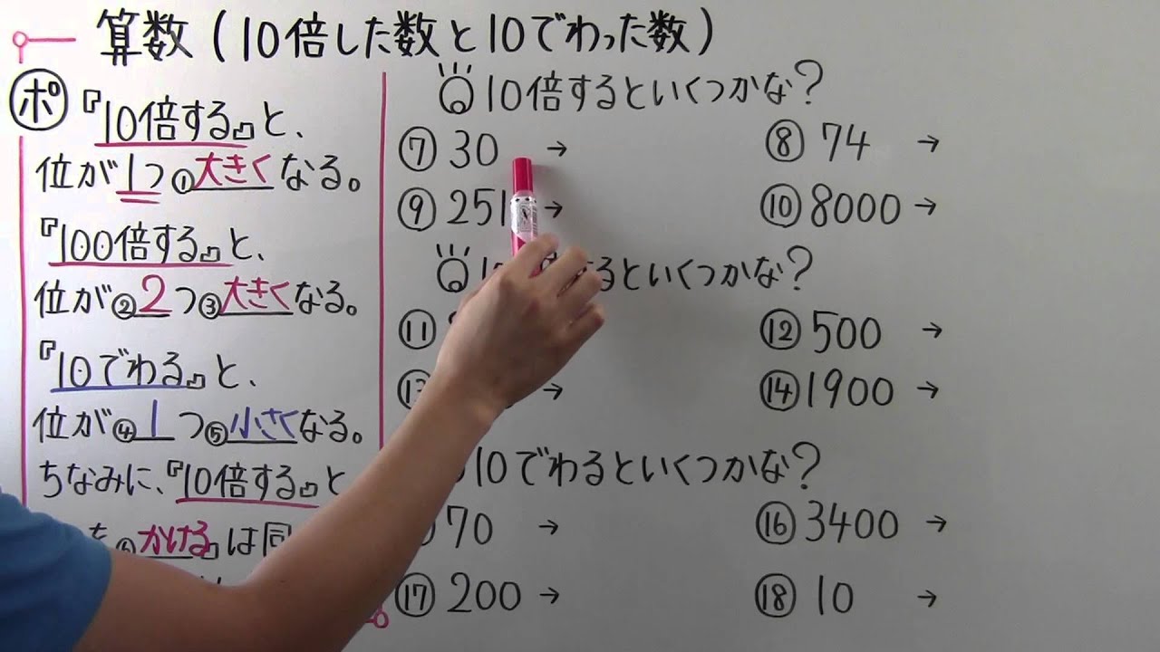 小３ 算数 小３ ２０ １０倍した数と１０でわった数 Youtube