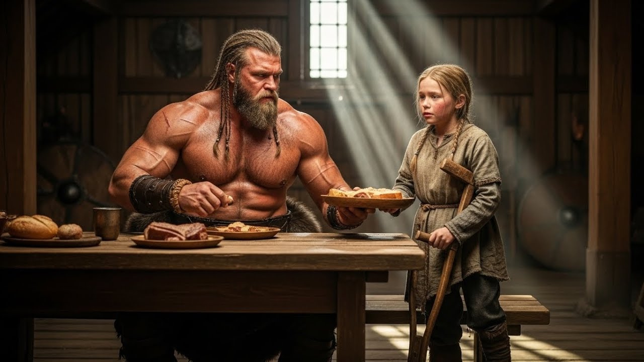“Sir… May I Share Your Table?” One-Legged Girl Asked — The Viking Father’s Response Shocked Her