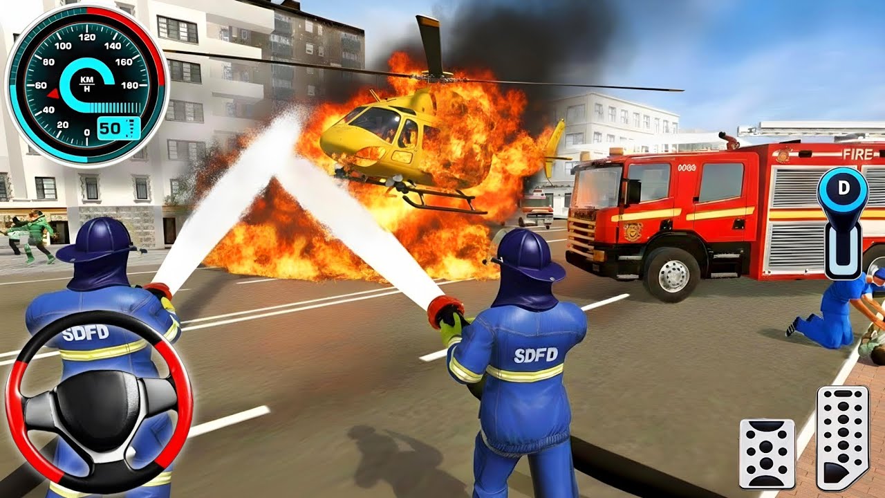 Fire Truck City Rescue Simulator - 911 US Emergency Fire Truck Driving 3D 2025 - Android Gameplay
