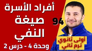 تقديم أفراد الأسرة وشرح صيغة النفي وحل تدريبات - أولى ثانوي ترم2 - فرنشاوي