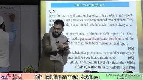 CAF 8 | Sir Muhammad Asif | Audit and Assurance Lecture 62