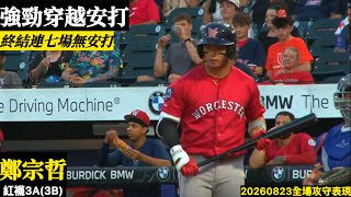 20260823鄭宗哲(紅襪3A)3B先發|強勁穿越安打!終結連七場安打慌