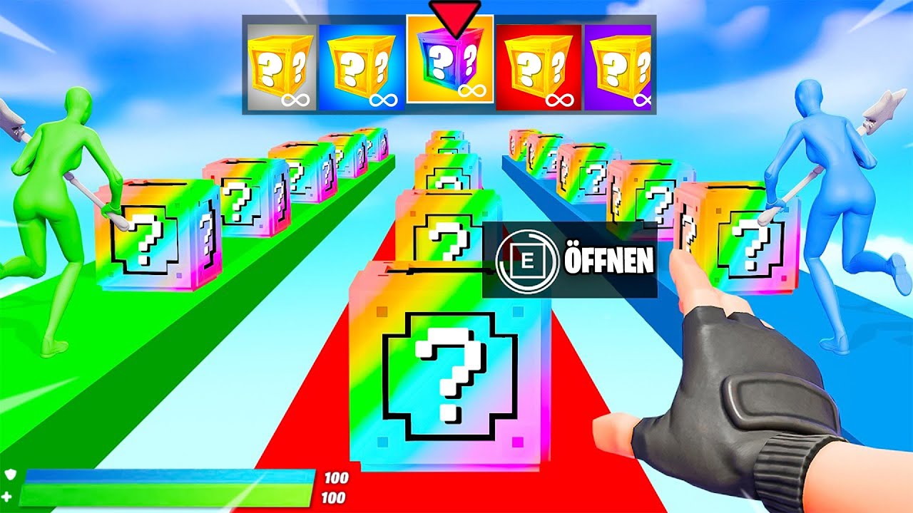 EXTREM Youtuber LUCKY BLOCK race in Fortnite!