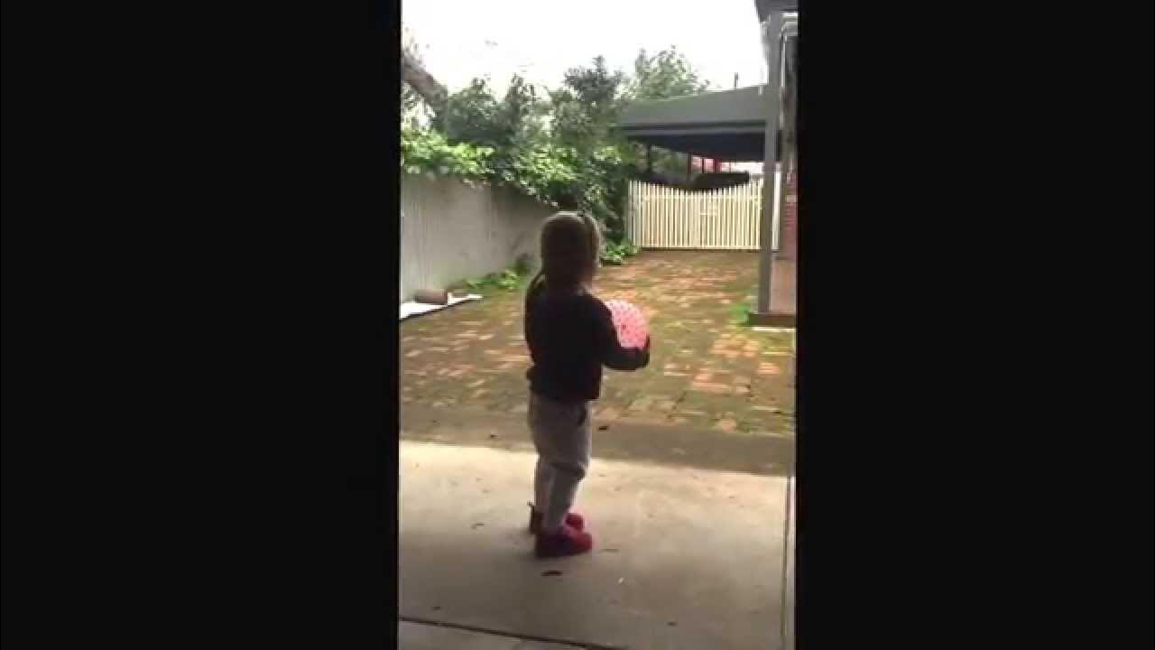 2 year old throwing and catching a ball. YouTube