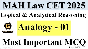 MAH Law CET 2025 Important MCQ I Logical And Analytical Reasoning I Analogy Part 1