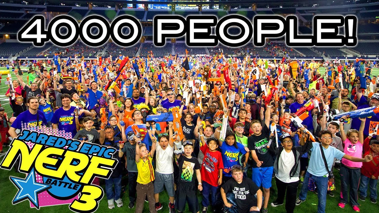 ⁣WORLDS LARGEST NERF WAR WITH OVER 4000 PEOPLE! (Jared's Epic Nerf Battle 3!)