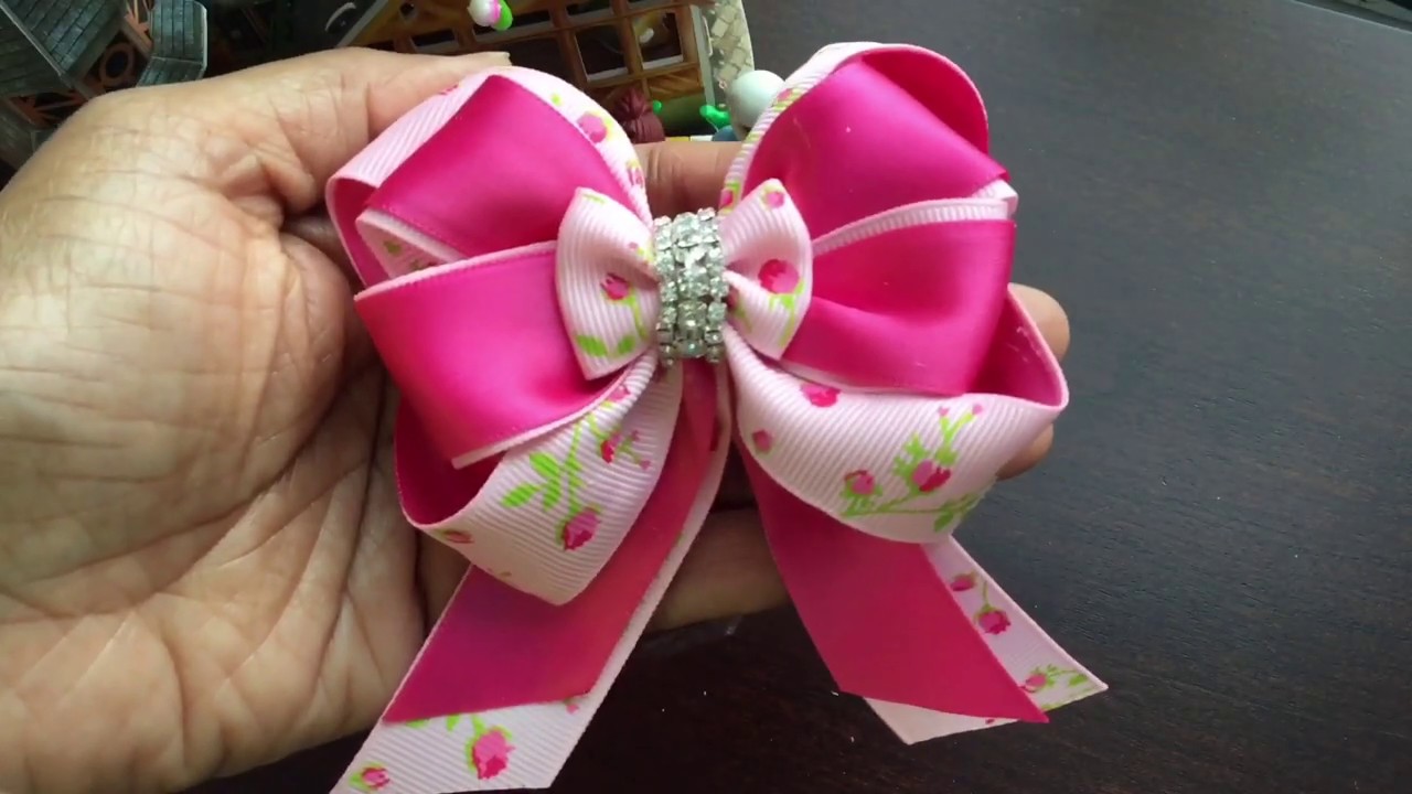 Hair bow! satin and grosgrain ribbon hair bow! How to make a beautiful