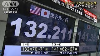1ドル＝132円台に 約20年ぶりの円安水準を更新(2022年6月7日)
