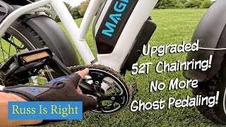 Updated My Magicycle Cruiser Ebike With A 52T Chainring! - No More Ghost Pedaling!