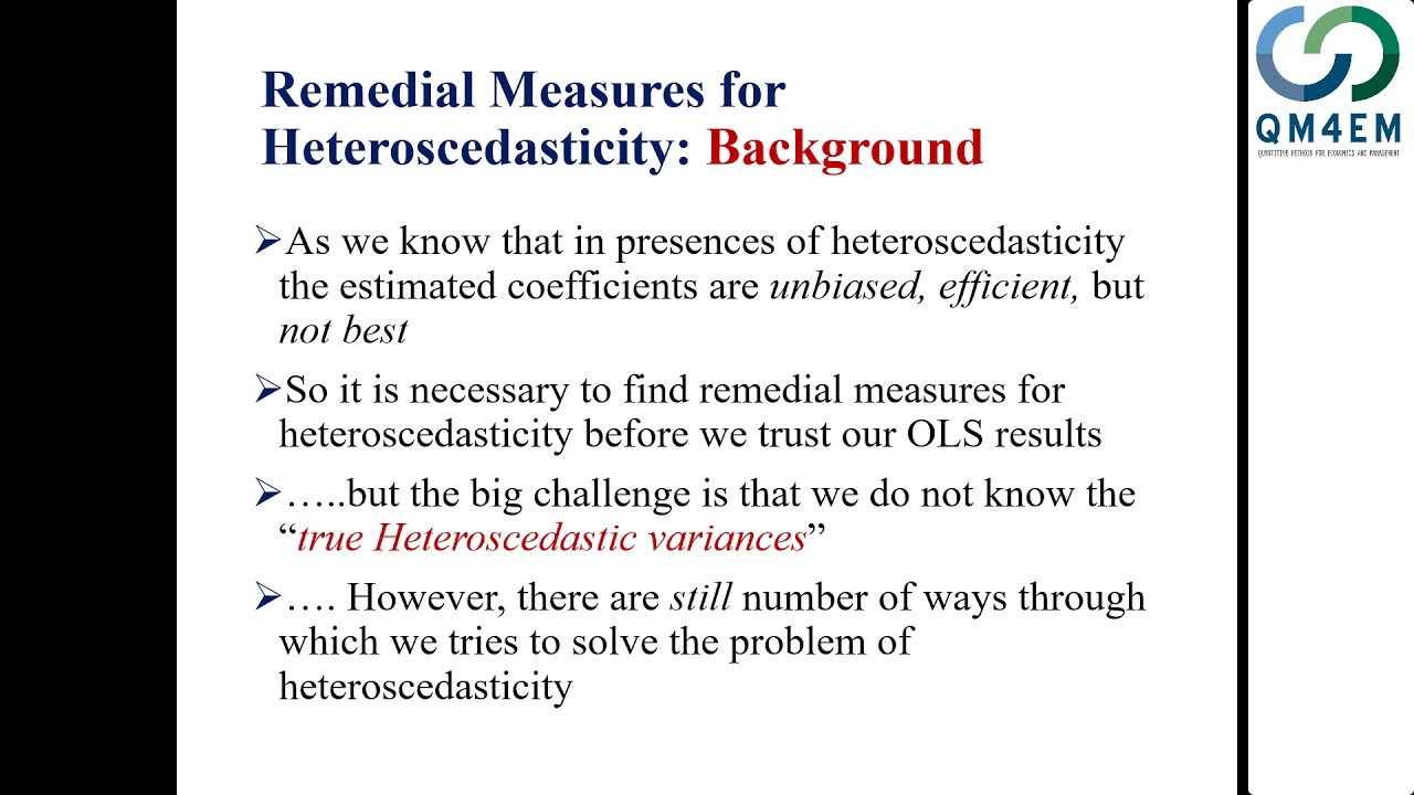 Week12 Lecture21 Remedial Measure For Heteroscedasticity Theory