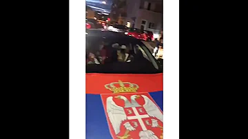 Albanian fans put the flag on serbian cars!!🇦🇱🇦🇱👐