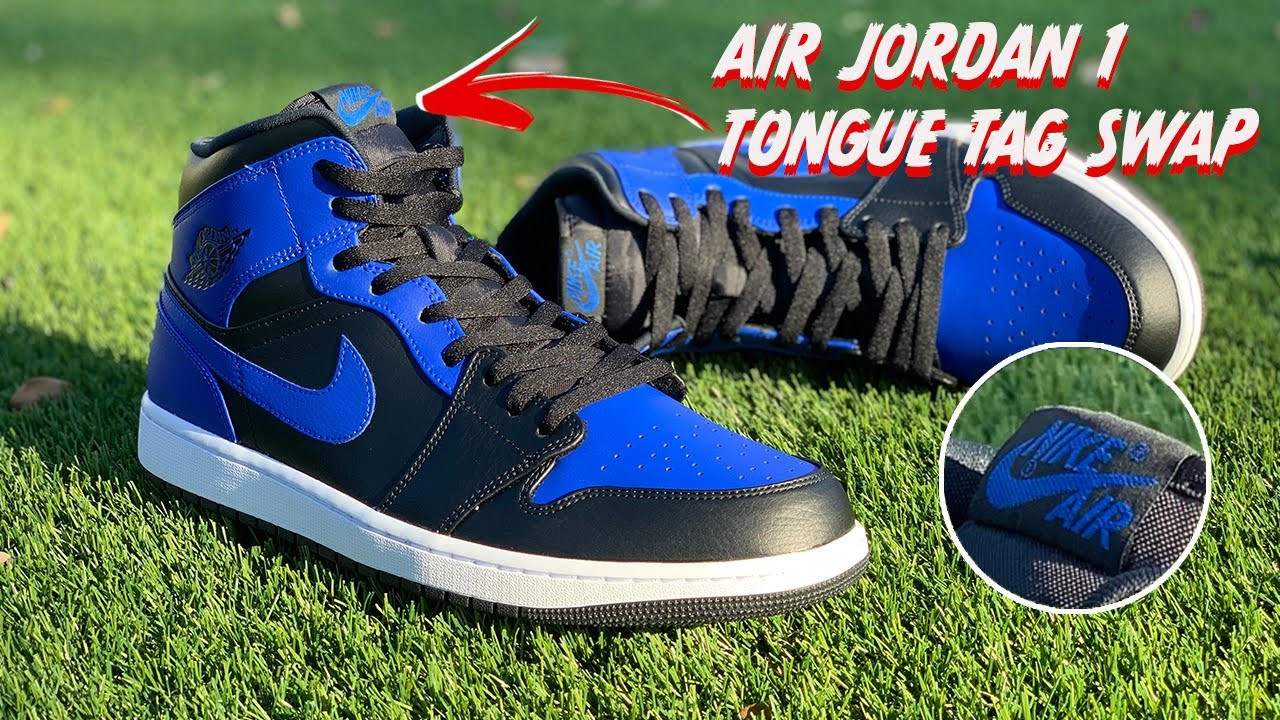 Air Jordan 1 Mid Tongue Tag Swap - YouTube