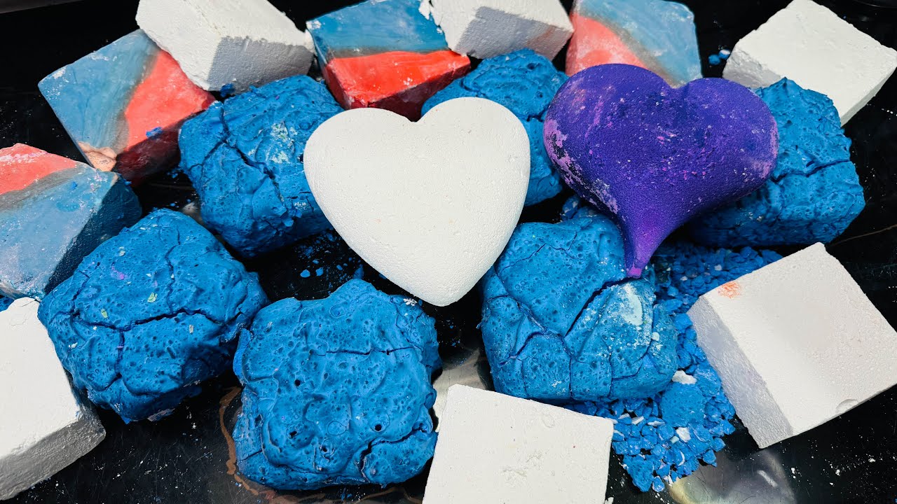 Variety Soft Chalk ASMR Crush | Satisfying Blue Paste Chalk Crush