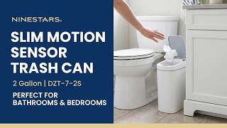 Space-Saving Slim Bathroom Trash Can | Ninestars 1.8 Gal Motion Sensor Trash Can