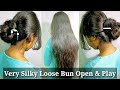 Very Silky Long Hair Play Bun Open How To Make A Easy Stick Bun Long Hair Bun Open Brushing