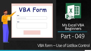 MsExcel VBA Beginners Part 049 VBA form – Use of ListBox Control