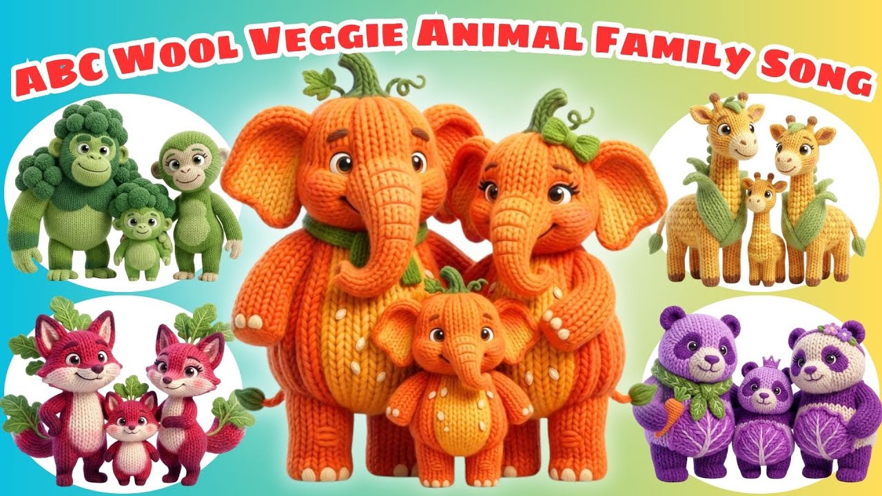 ABC Fruit Animals Family  Sounds Song 🍎🐻 Animals Wool Hybrids | Learn Letters, Animals & Family Love
