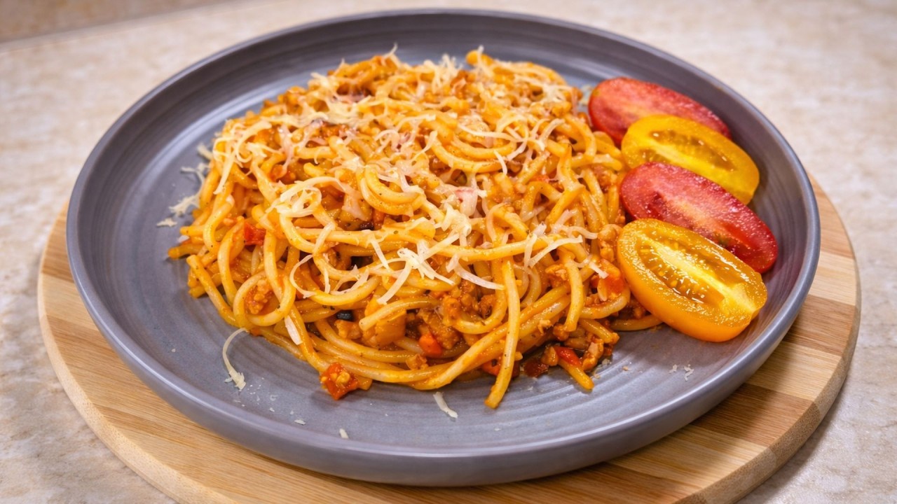 🍝 Все просят добавки! Домашние спагетти с фаршем и помидорами (Субтитры ✔️)
