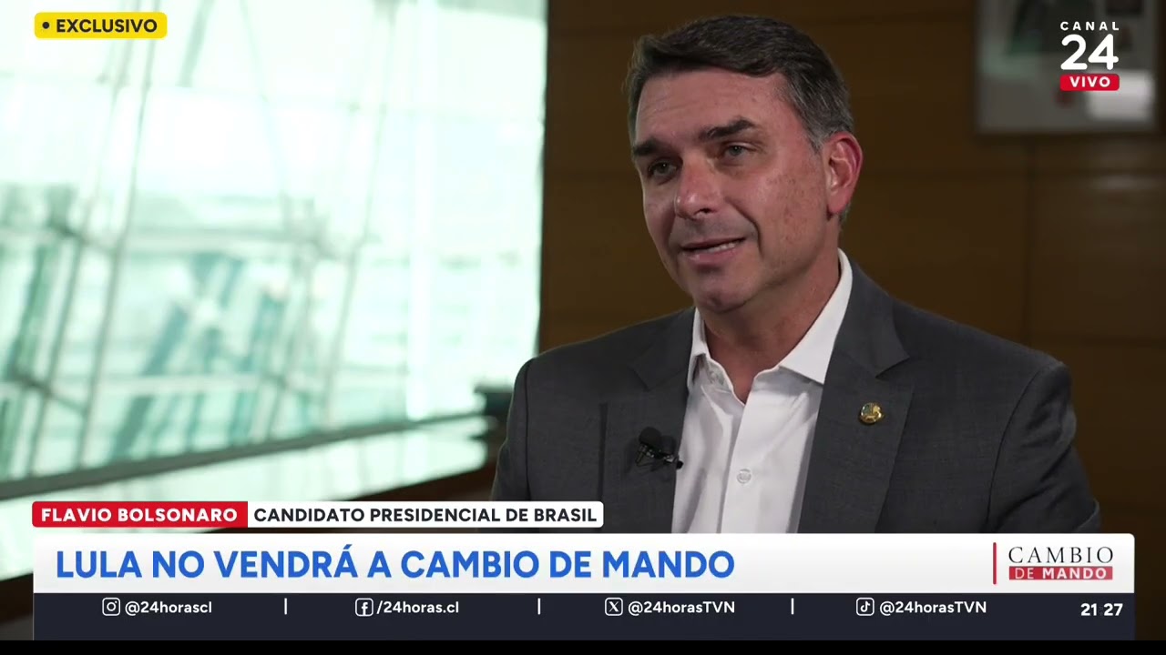 Flavio Bolsonaro critica a Lula da Silva por no venir al cambio de mando en Chile