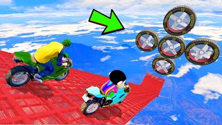 SHINCHAN vs CHOP vs DUDE Tried Crazy Mega Ramp Challenge in GTA 5