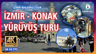 İzmir Konak Yürüyüş Turu - Ekim 2025 - 4K 60 Fps Saat Kulesi - Kemeraltı - Kızlar Ağası Hanı-