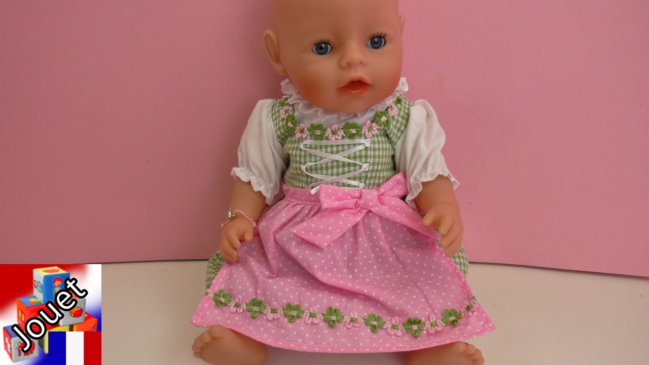 Miracle belle robe de poupée dirndl avec veste et chapeau angora pour