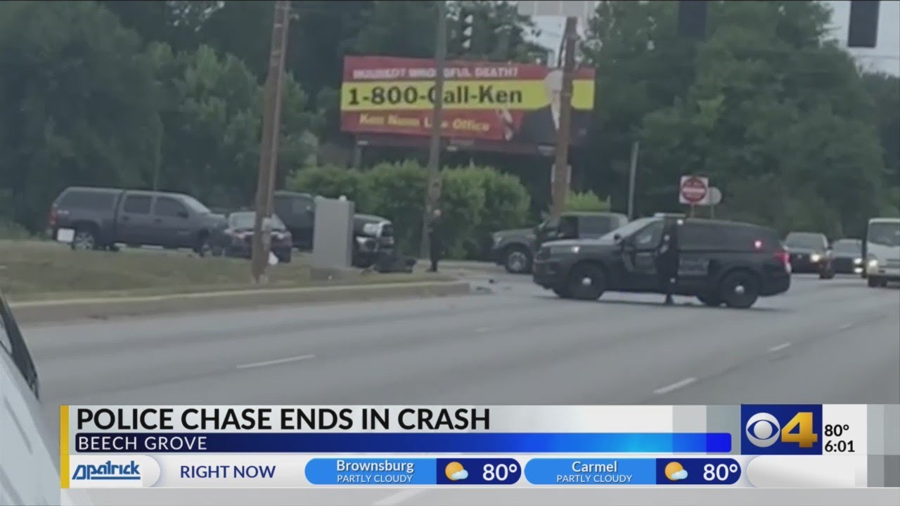 Police pursuit ends with crash on Indy’s south side - YouTube