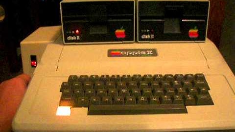 Apple II+ System Boot with System Master Diskette & Dual 5-1/4" Disk Drives