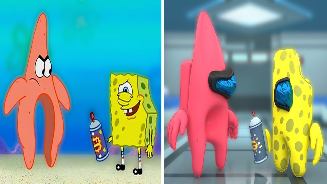 SpongeBob VS Among Us (invisible spray) YouTube